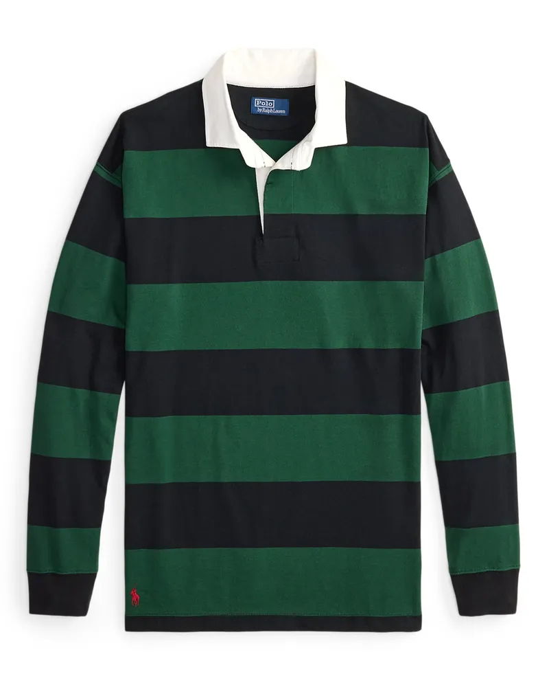 Ralph Lauren Rugbyshirt mit Blockstreifen, Big Fit in Grün