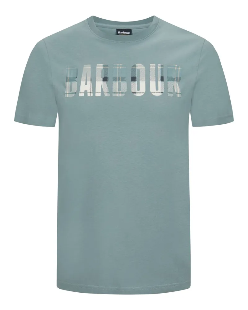 Barbour T-Shirt mit kariertem Label-Print, Tailored Fit in Mint