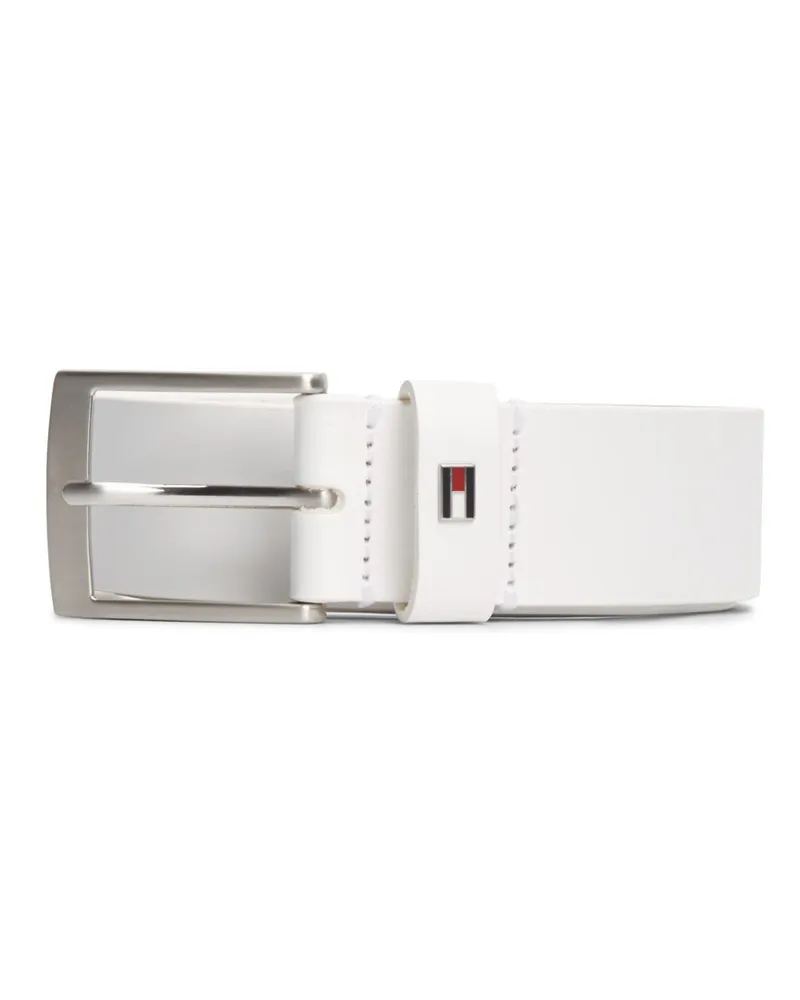 Tommy Hilfiger Ledergürtel mit gebürsteter Metallschließe in Weiß