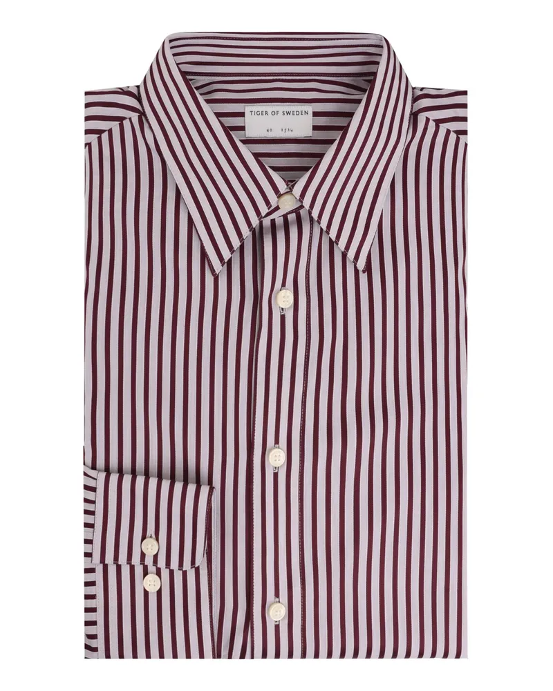 Tiger of Sweden Gestreiftes Hemd aus Baumwolle mit Kentkragen, Regular Fit in Bordeaux