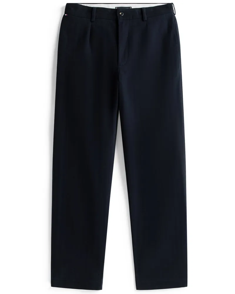 Tommy Hilfiger Flanellhose Murray mit Fischgrätmuster, Wide Fit in Marine