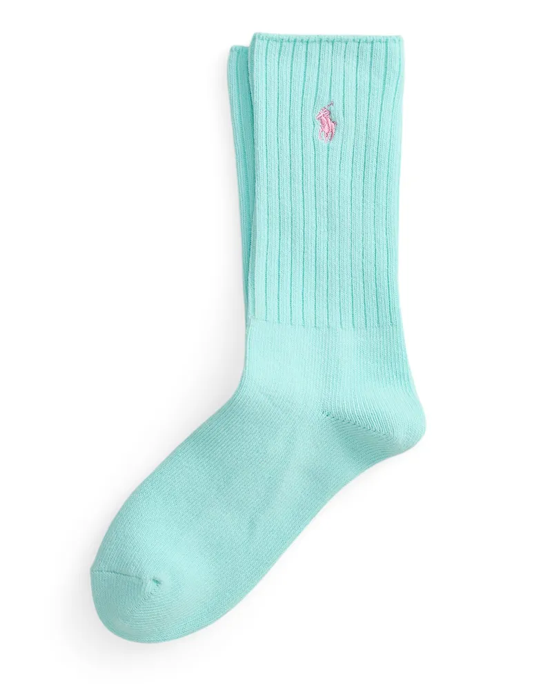 Ralph Lauren Knöchelhohe Socken in Rippstruktur mit Pony-Stickerei in Blau
