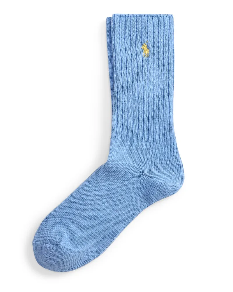 Ralph Lauren Knöchelhohe Socken in Rippstruktur mit Pony-Stickerei in Blau