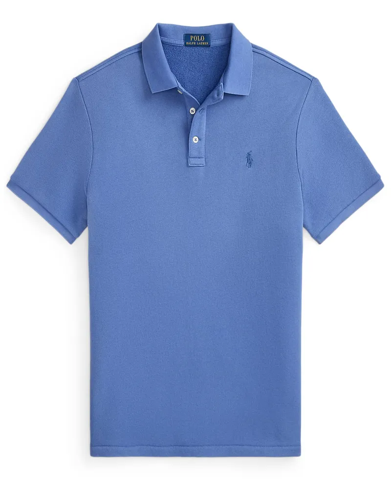 Ralph Lauren Sweat-Poloshirt aus einem Baumwoll-Mix mit Logo-Stickerei in Königsblau