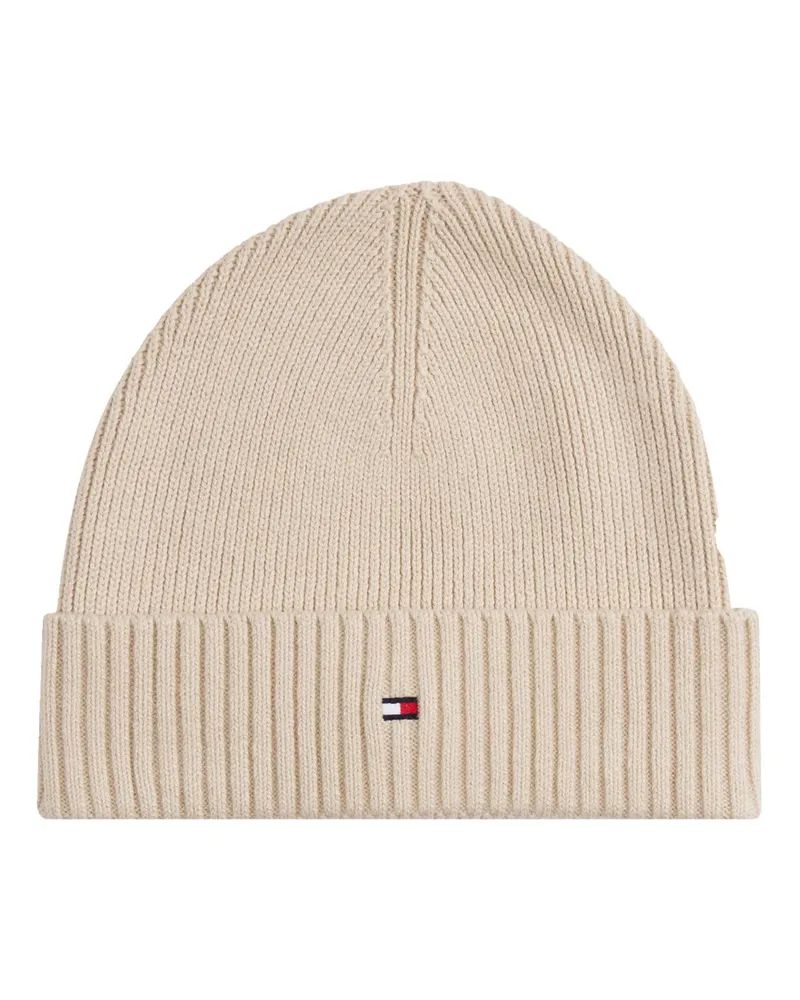 Tommy Hilfiger Strickmütze aus Pima-Baumwolle mit Kaschmiranteil in Beige