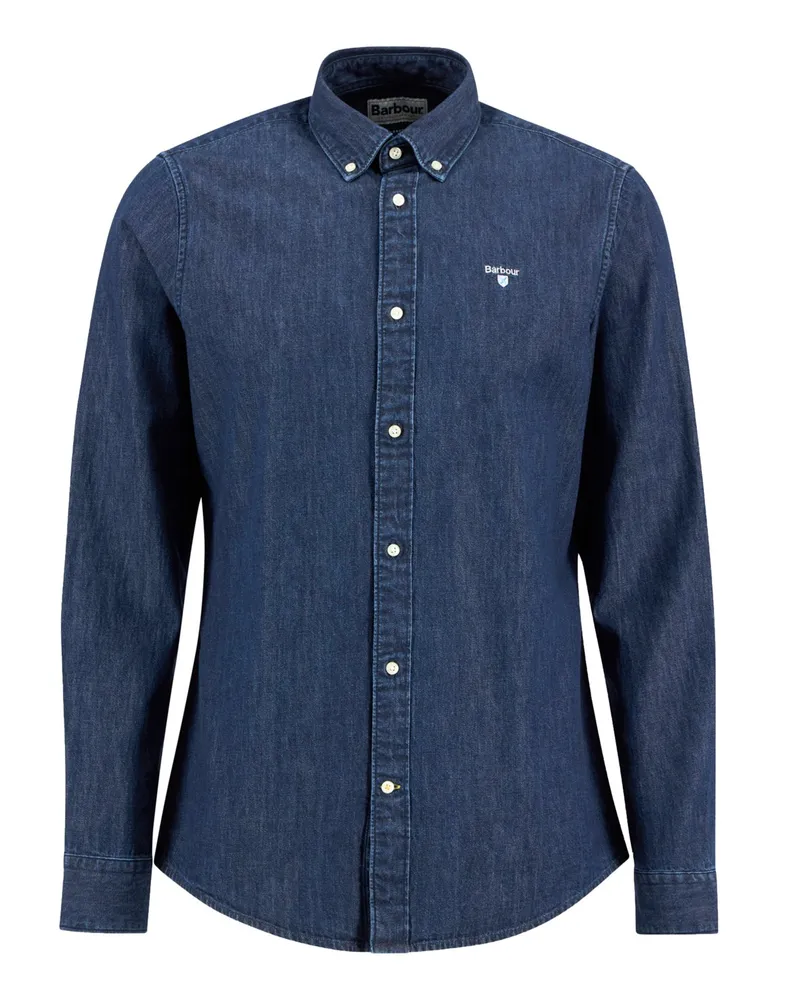 Barbour Jeanshemd mit kleiner Logo-Stickerei, Tailored Fit in Denim