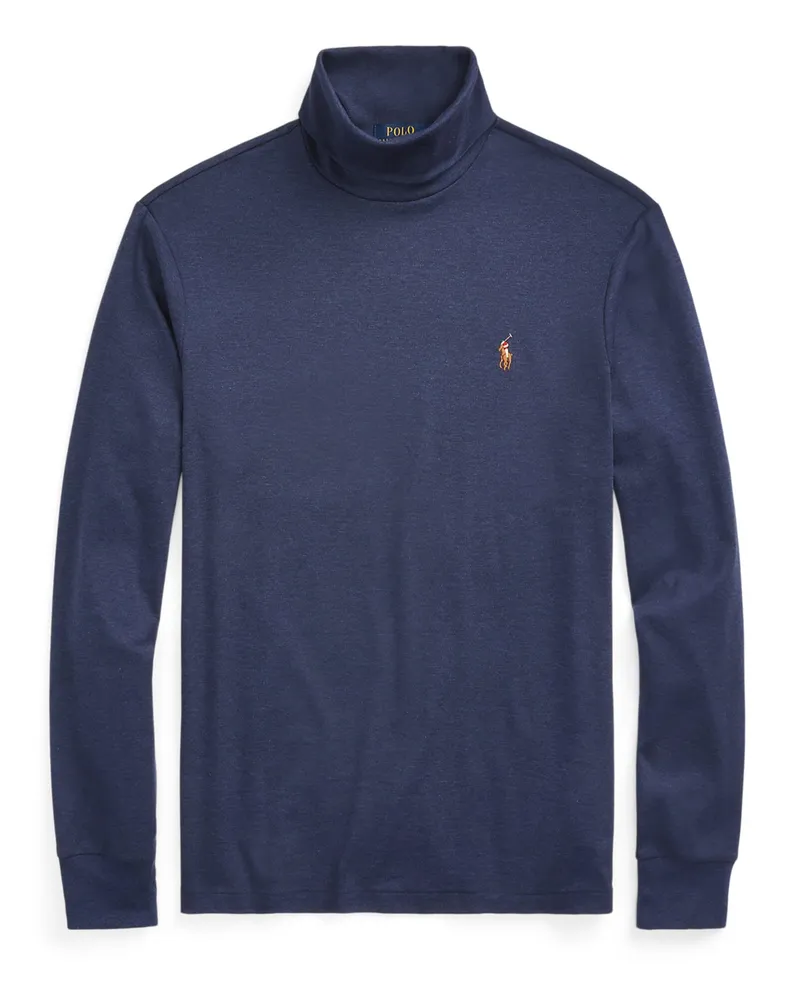 Ralph Lauren Leichter Rollkragenpullover in Jersey-Qualität mit Logo-Stickerei in Marine