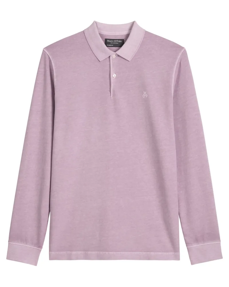 Marc O'Polo Langarm-Poloshirt in Washed-Optik, Regular FIt in Rosenrot