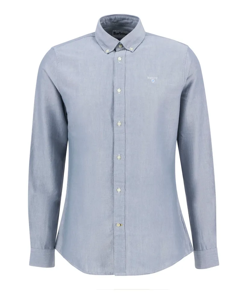 Barbour Oxfordhemd aus Baumwolle mit Label-Schriftzug, Tailored Fit in Blau