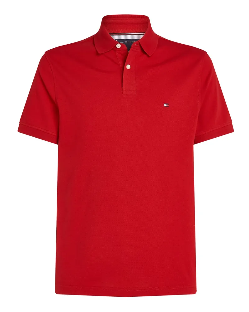 Tommy Hilfiger Piqué-Poloshirt 1985 Regular Fit mit Stretch und Flag-Stickerei in Rot