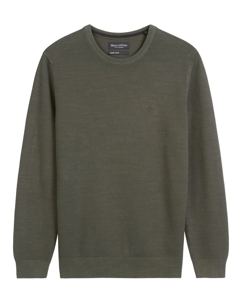 Marc O'Polo Pullover aus Baumwollstrick mit Reiskorn-Struktur in Oliv