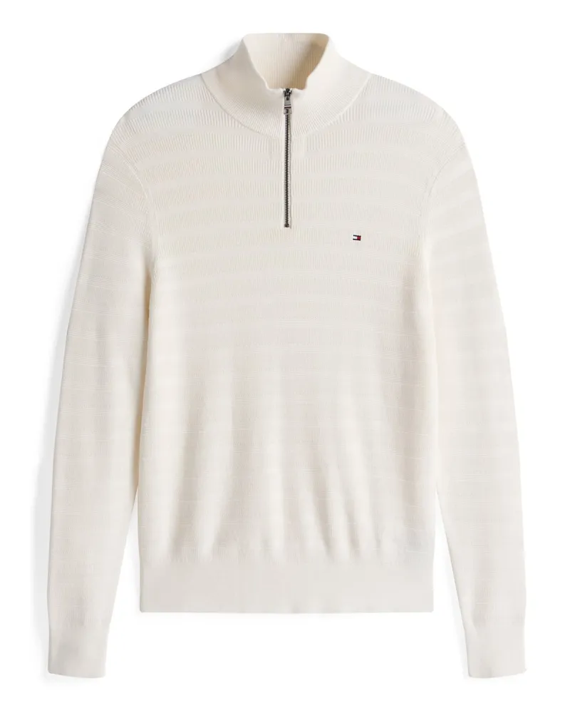 Tommy Hilfiger Strick-Troyer mit feinem Strukturstreifen in Offwhite
