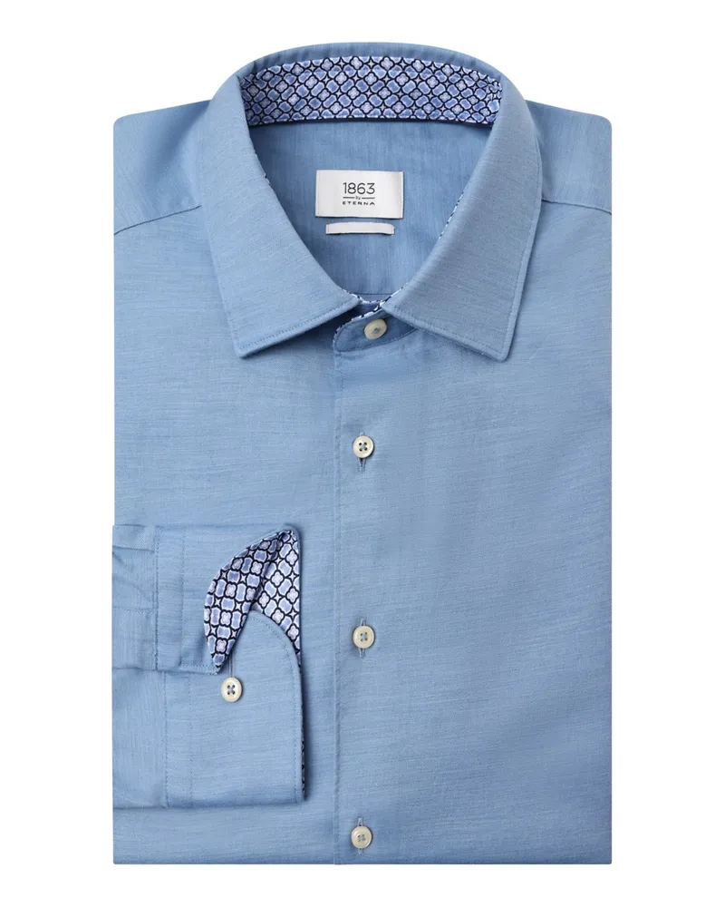 Eterna Super Soft Jersey-Hemd aus Baumwolle, Modern Fit in Hellblau
