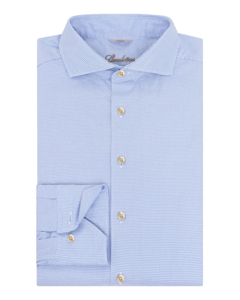 Stenströms Baumwollhemd mit feinem Muster, Slimline in Blau