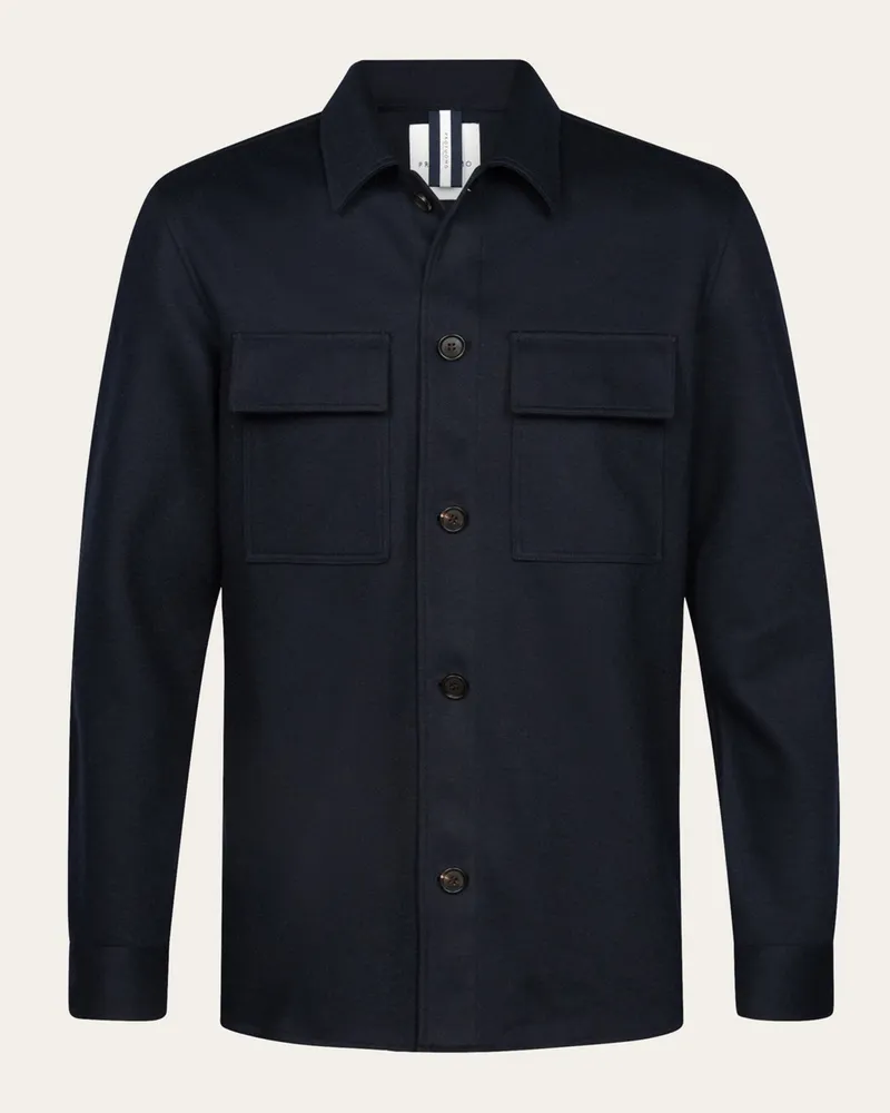 Profuomo Flanell-Overshirt aus einem Schurwoll-Mix in Marine