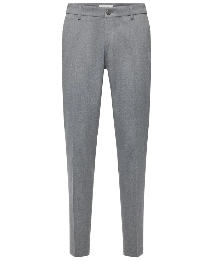 Drykorn Flanellhose mit Stretch und Dehnbundeinsätzen, Regular Fit in Grau