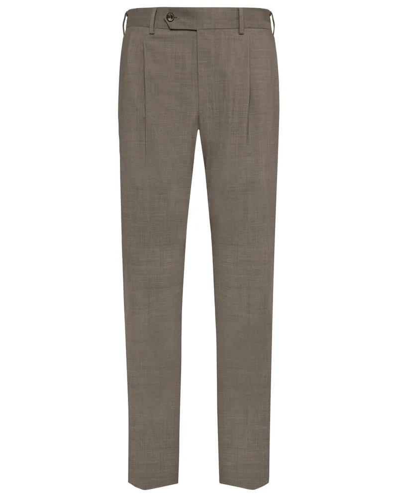 PT TORINO Anzughose mit Bundfalte aus einem elastischem Wollmix in Kreide