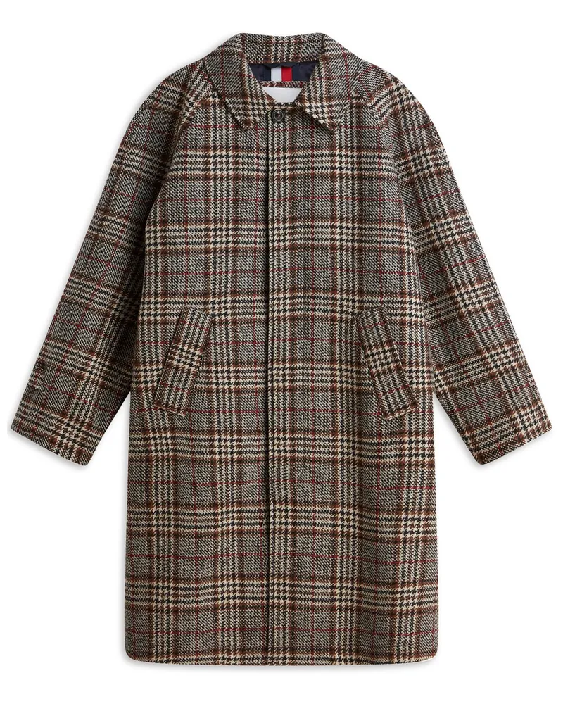 Tommy Hilfiger Wollmantel mit Glencheck-Muster und Struktur in Braun