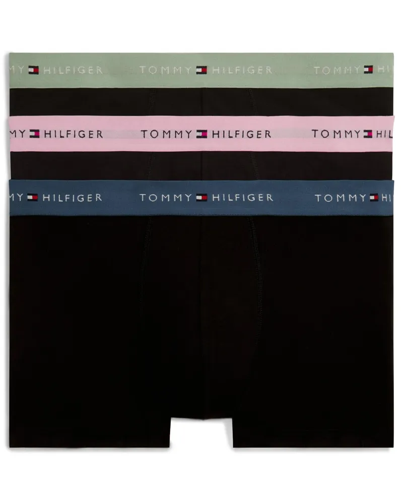 Tommy Hilfiger 3er Set Trunks mit farbigem Label-Bund in Schwarz