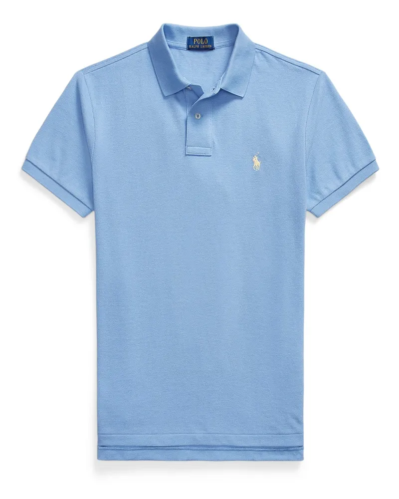 Ralph Lauren Piqué-Poloshirt aus Baumwolle mit Logo-Stickerei, Slim Fit in Hellblau