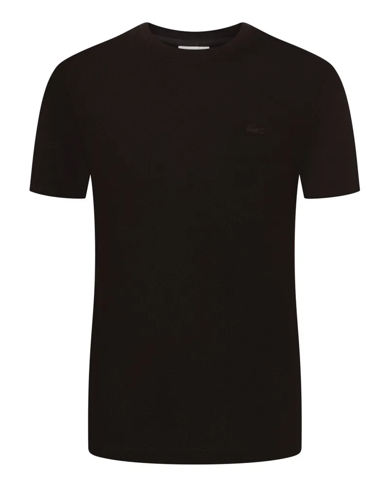 Lacoste Unifarbenes T-Shirt aus Baumwollspitze, Regular Fit in Dunkelbraun