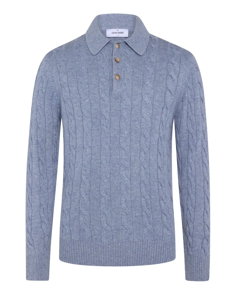 Gran Sasso Softer Pullover mit Polokragen und Kaschmir-Anteil in Hellblau