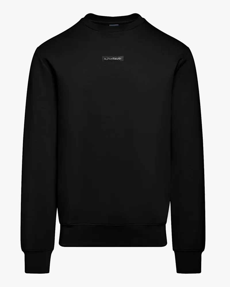 AlphaTauri Glattstrick-Pullover Sauris mit O-Neck und Logo-Emblem in Schwarz
