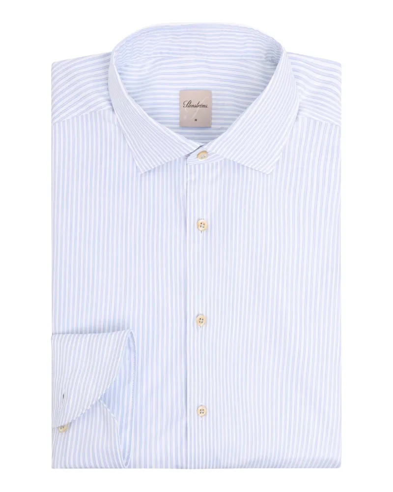 Stenströms Hemd aus Twofold Super Cotton mit Streifen, Regular Fit in Hellblau