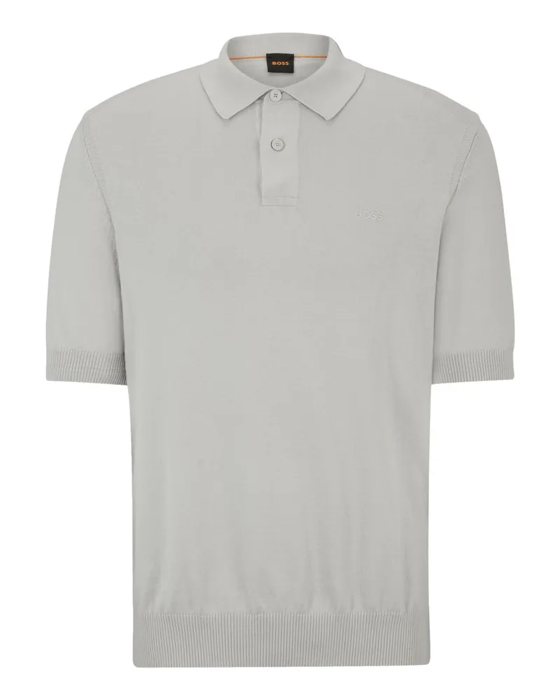 HUGO BOSS Leichtes Strick-Poloshirt aus einem Baumwollgemisch in Beige