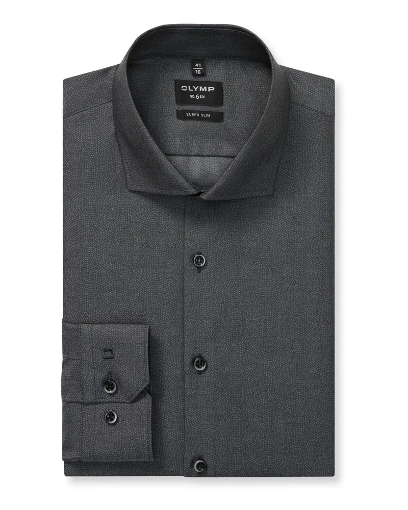 Olymp No. Six, Super Slim Fit, Hemd mit extralangem Arm in Grau