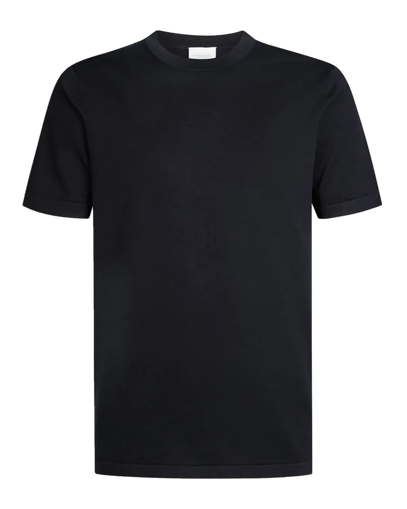 Profuomo Glattstrick-T-Shirt aus Baumwolle in Marine