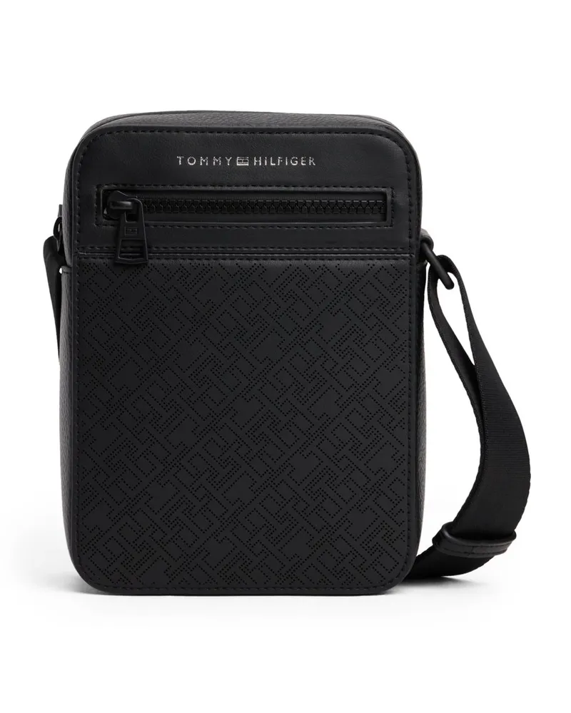 Tommy Hilfiger Wetterfeste Reportertasche mit Narbenstruktur in Schwarz