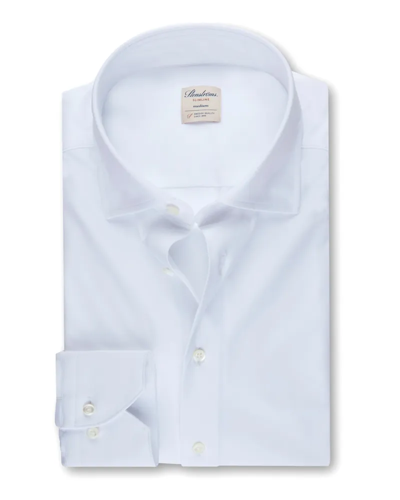 Stenströms Jerseyhemd mit Stretchanteil, Slimline in Weiß