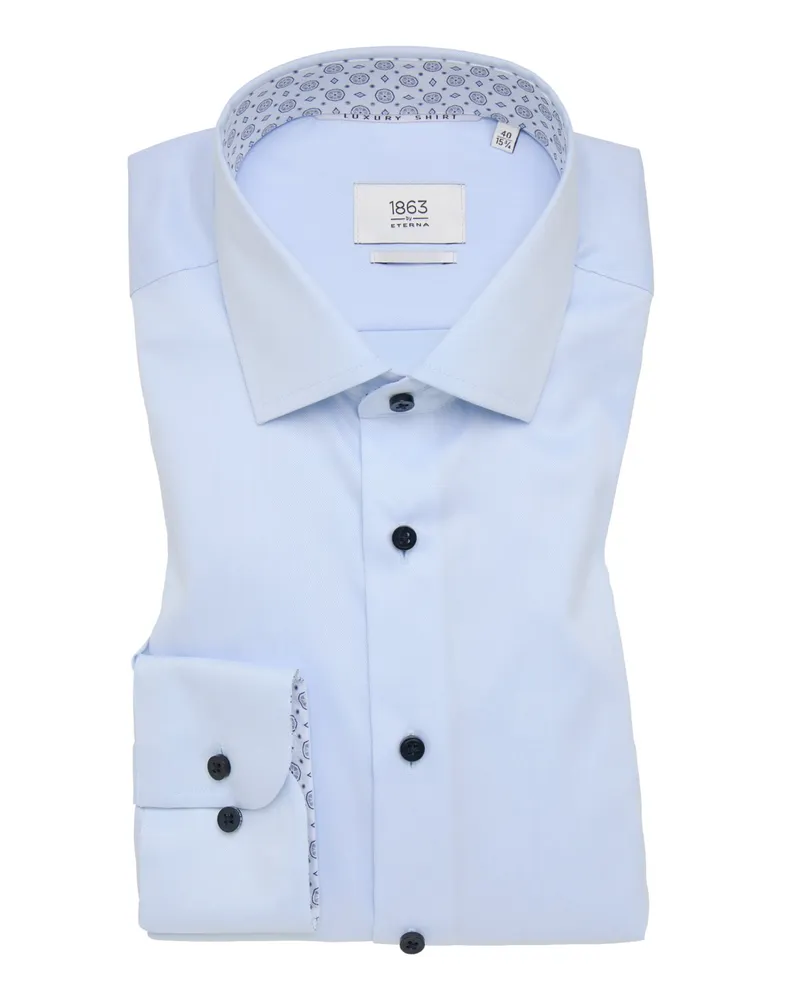 Eterna Baumwollhemd in Vollzwirn-Qualität mit Ausputz, Modern Fit in Hellblau