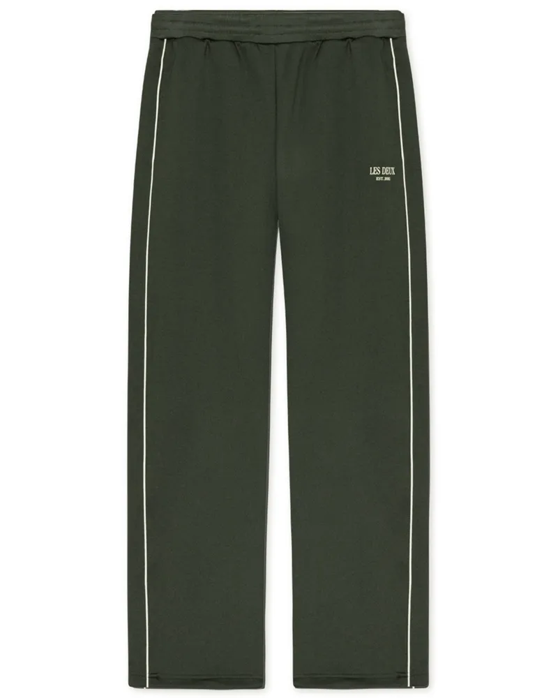 LES DEUX Elastische Joggpants Residence mit Kontrastlinien in Grün
