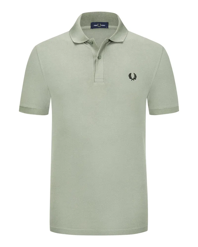 Fred Perry Unifarbenes Piqué-Poloshirt mit Logo-Stickerei in Schilf