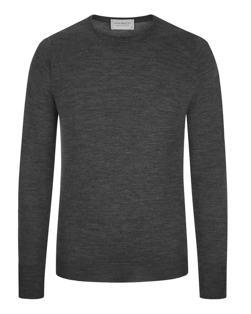 John Smedley Pullover aus Merinowolle, O-Neck in Anthrazit