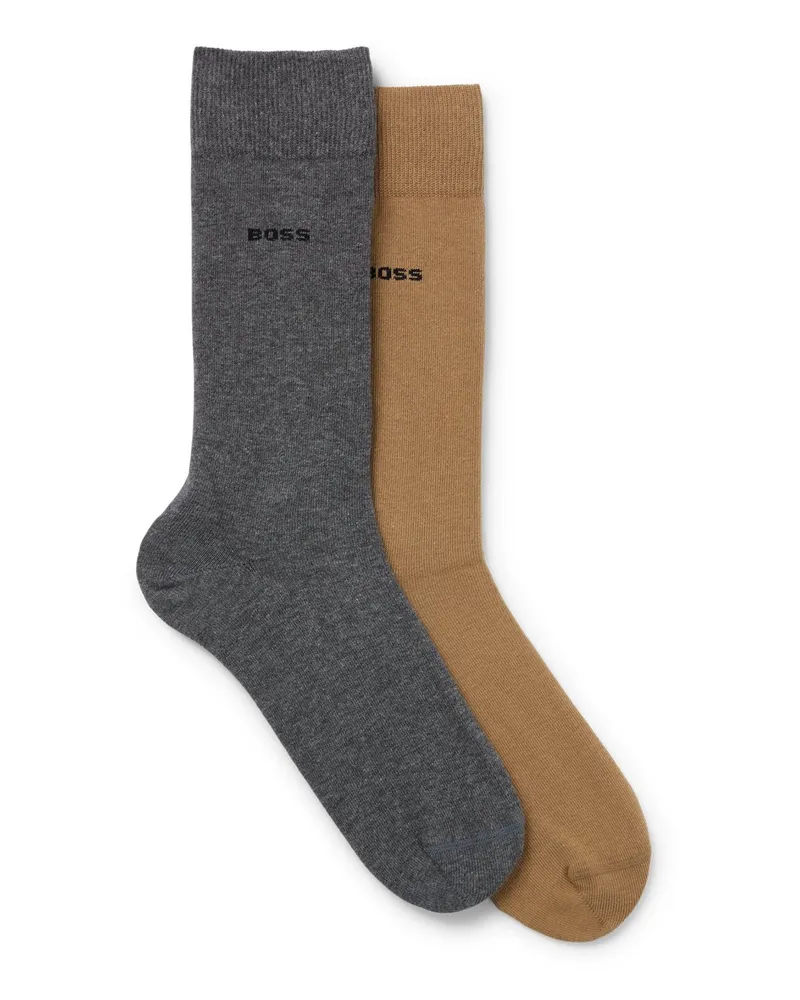 HUGO BOSS 2er Pack mittelhohe Socken mit Rippbündchen in Grau