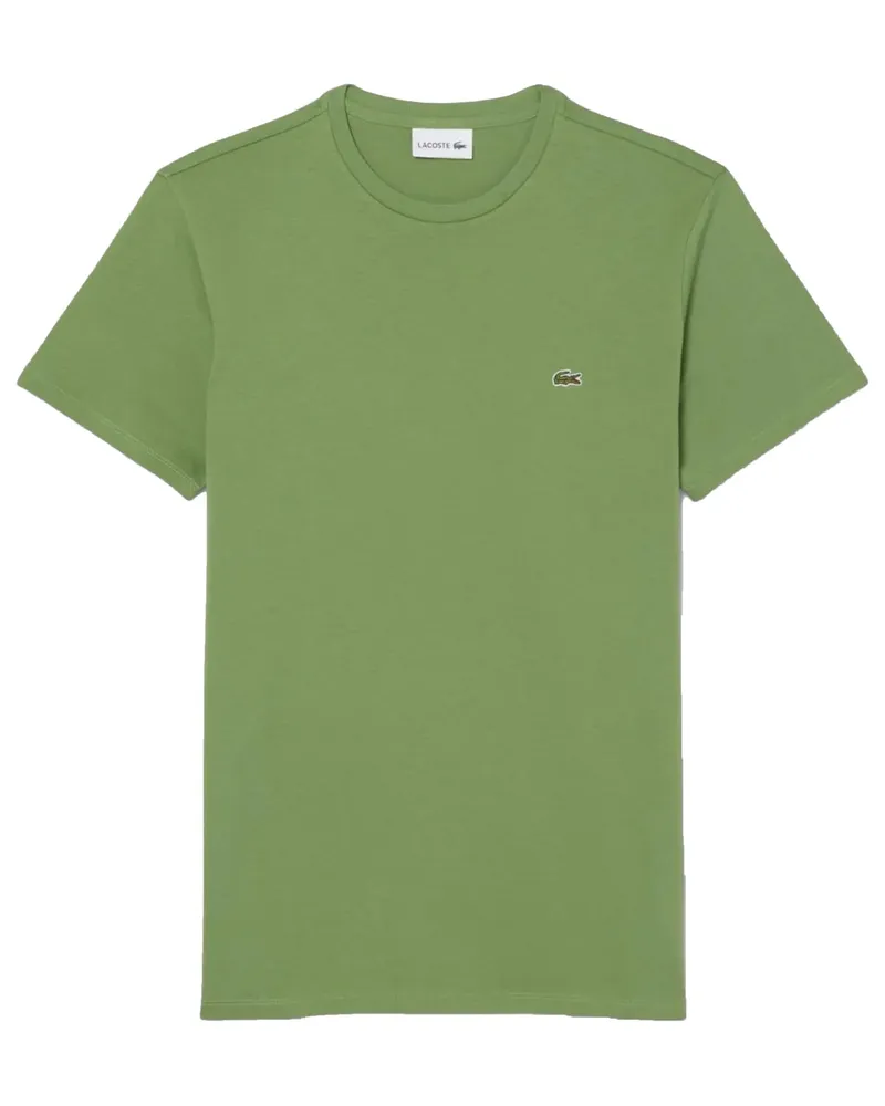 Lacoste Unifarbenes T-Shirt aus Baumwolle mit Krokodil-Aufnäher, Classic Fit in Grün