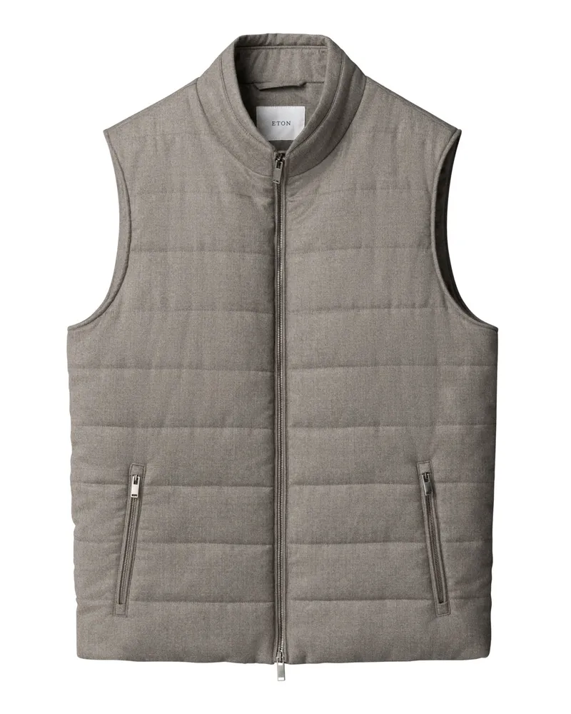 Eton Steppweste in softer Flanell-Qualität in Beige
