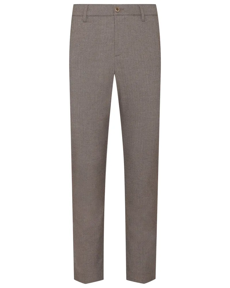 Alberto Flanell-Chino mit Fischgrätstruktur, Regular in Beige