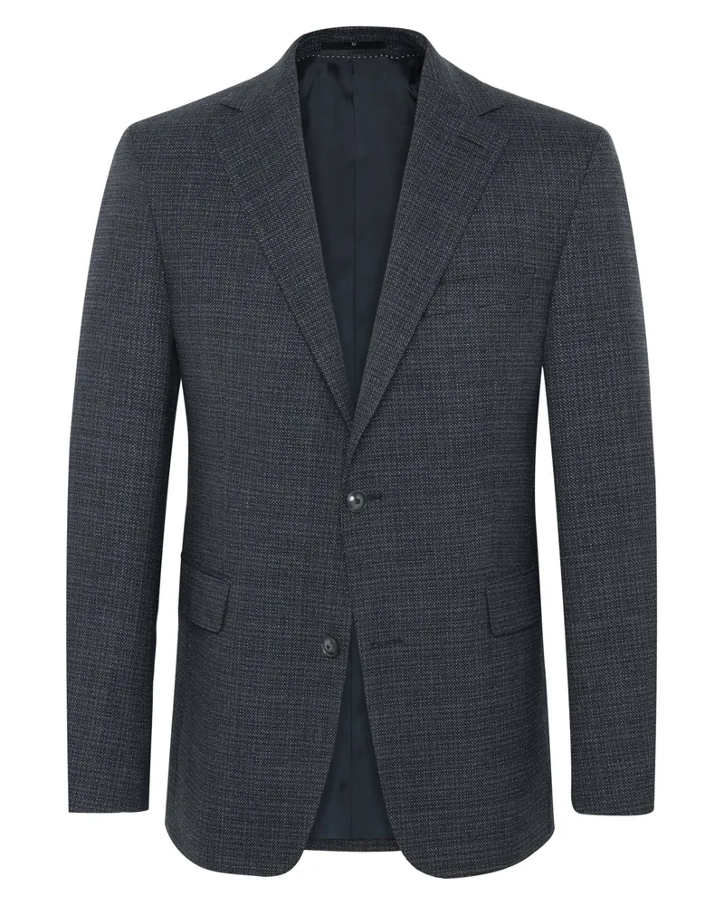 Dressler Sakko aus einem gemusterten Baumwoll-Mix mit Stretch, Relaxed Fit in Blau