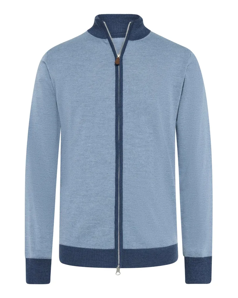 Stenströms Weicher Cardigan aus Merinowolle mit Kontrast-Details in Hellblau