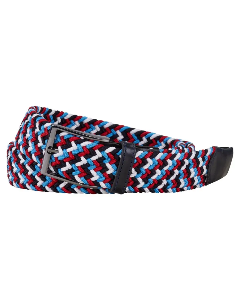 Tom Rusborg Elastischer Flechtgürtel mit Leder-Details im Farbmix in Graublau