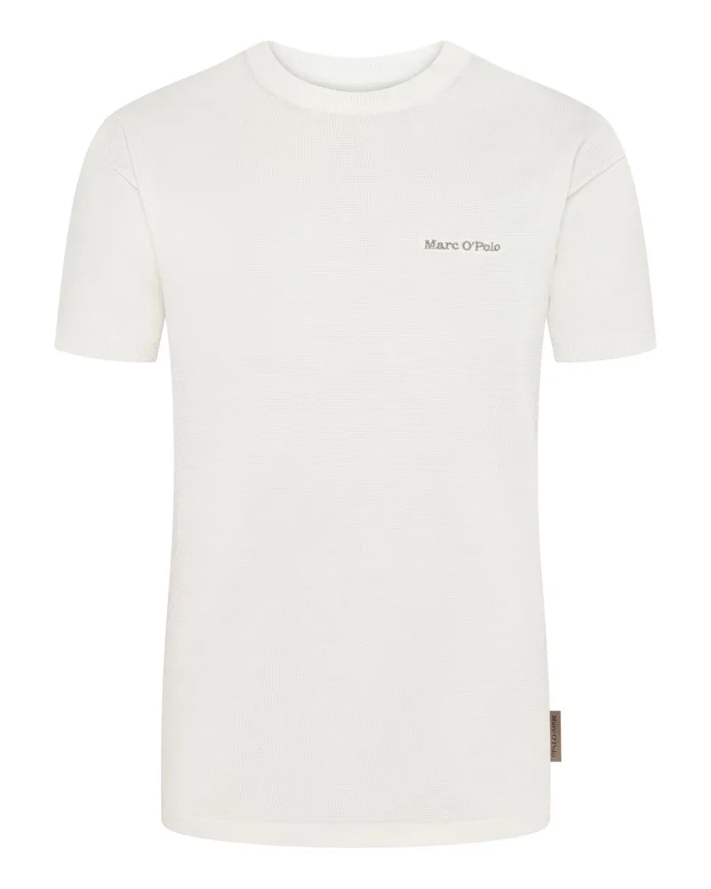 Marc O'Polo Unifarbenes T-Shirt mit kleinem Label-Schriftzug in Offwhite