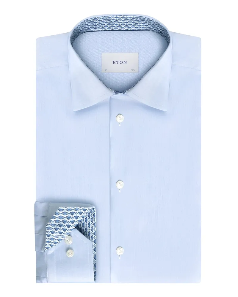 Eton Baumwollhemd mit Ausputz, Contemporary Fit in Hellblau