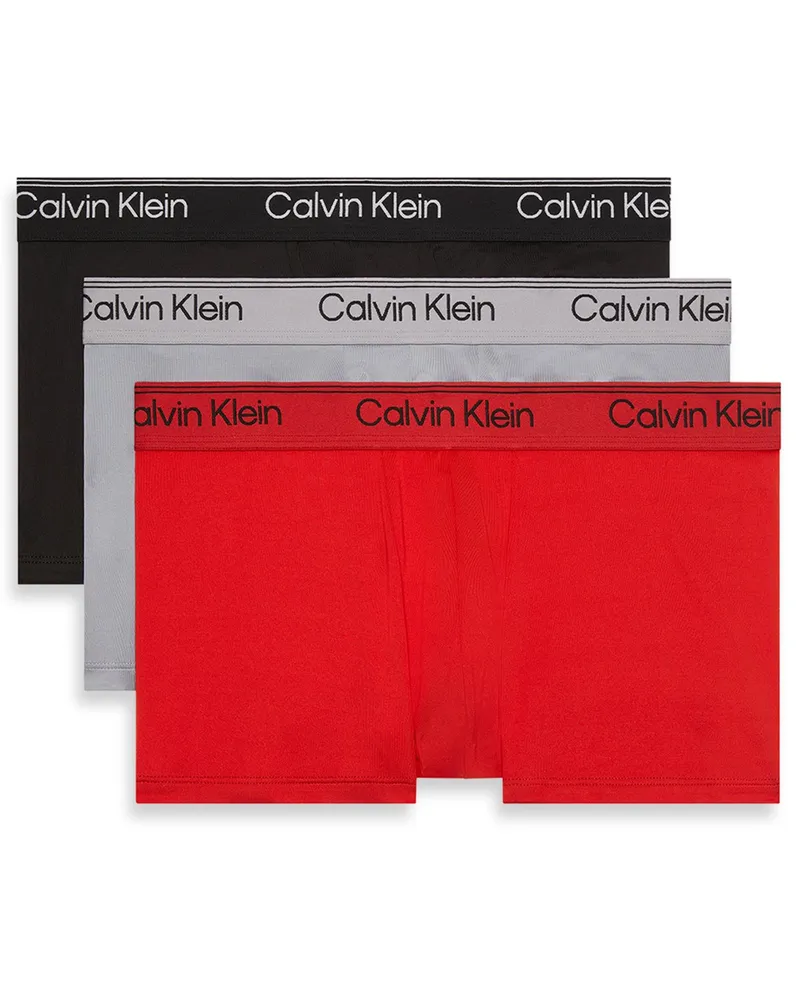 Calvin Klein 3er Pack Trunks aus glatter Microfaser in Rot
