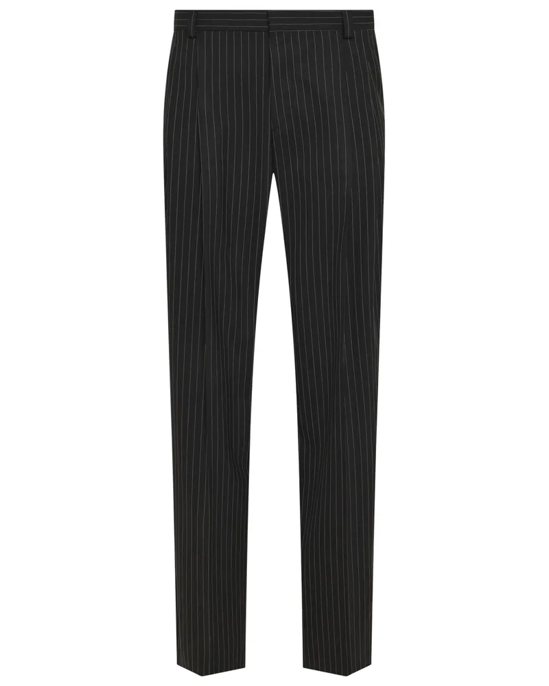 HUGO BOSS Anzughose Fedix mit Nadelstreifen aus einem elastischem Woll-Mix in Schwarz