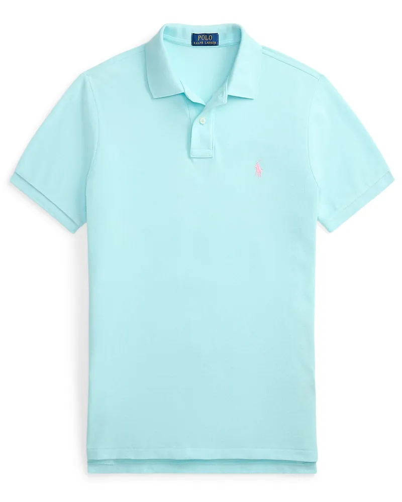 Ralph Lauren Piqué-Poloshirt aus Baumwolle mit Logo-Stickerei, Slim Fit in Blau