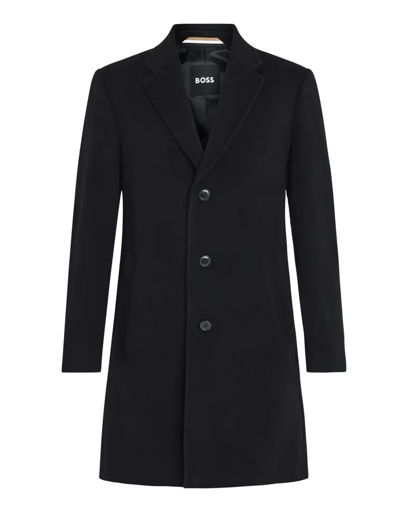 HUGO BOSS Softer Kurzmantel aus einem Wollmix mit Reverskragen in Schwarz